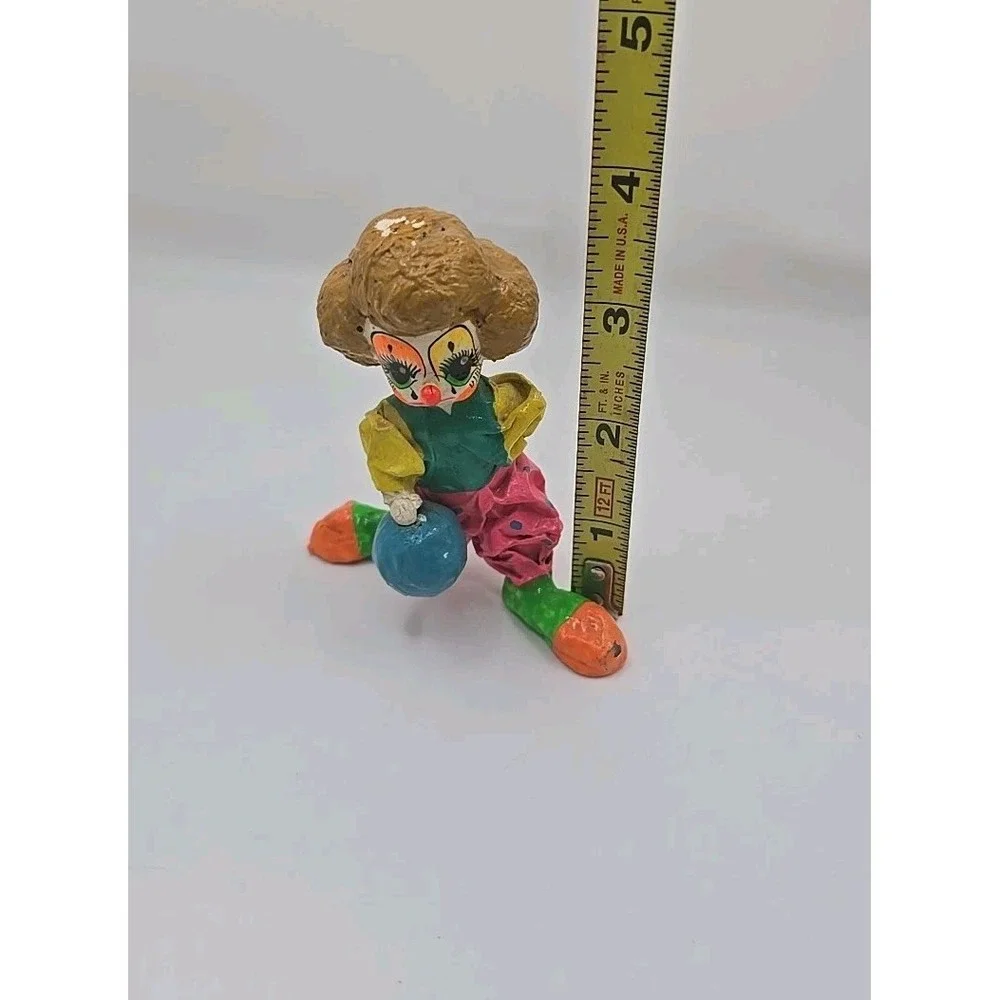 VTG Paper Mache Clown Bowling Whimsical Circus Decor